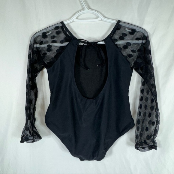 Mia Belle Girls Diva at the Beach Mesh Polka Dot Sleeve Swimsuit - Picture 5 of 7